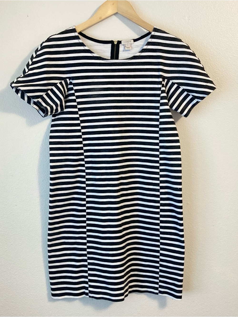 J. Crew Short Sleeve Striped T-Shirt Shift Mini Dress Preppy Coastal
